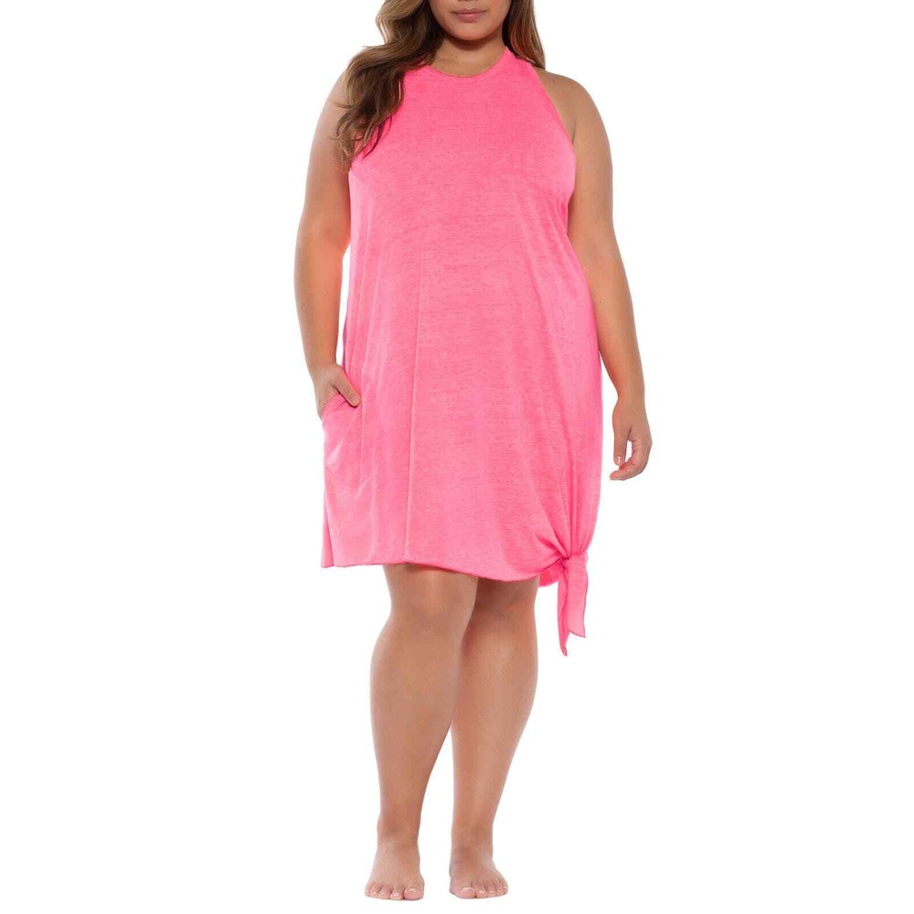 BECCA ETC Beach Date Asymmetrical Side Tie Pink Swim Cover Up‎ Dress Size 0X